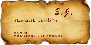 Stancsik Jolán névjegykártya